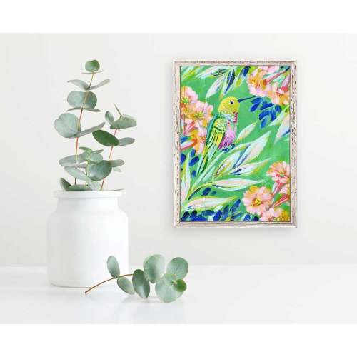 Hummingbird In Jade 1 Mini Framed Canvas