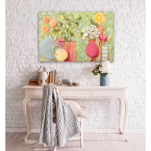 Petals on Green Apple Canvas Wall Art