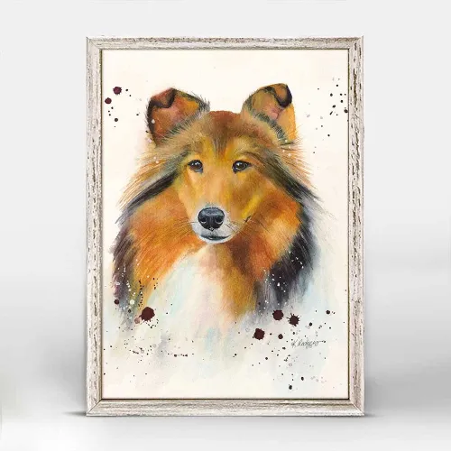 Portrait Of A Collie Mini Framed Canvas