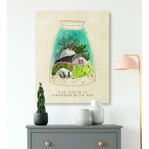 Terrarium Teal Canvas Wall Art
