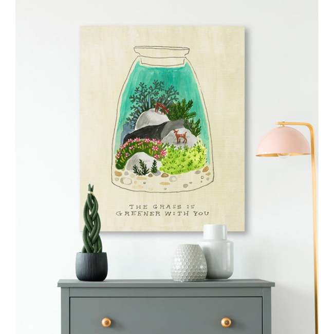 Terrarium Teal Canvas Wall Art