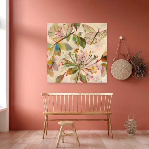 Butterflies On Pink Canvas Wall Art