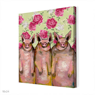 Little Piggies - Floral Canvas Wall Art