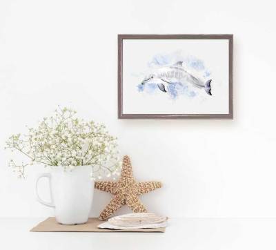 Baby Dolphin Portrait Mini Framed Canvas