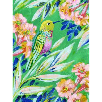 Hummingbird In Jade 1 Canvas Wall Art