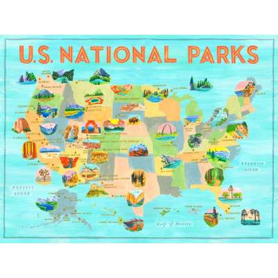 National Parks - United States - Blue Canvas Wall Art