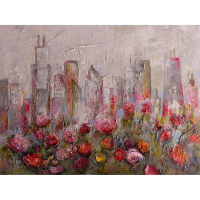 Floral City Canvas Wall Art