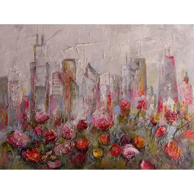 Floral City Canvas Wall Art