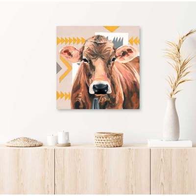 Aztec Cow Canvas Wall Art