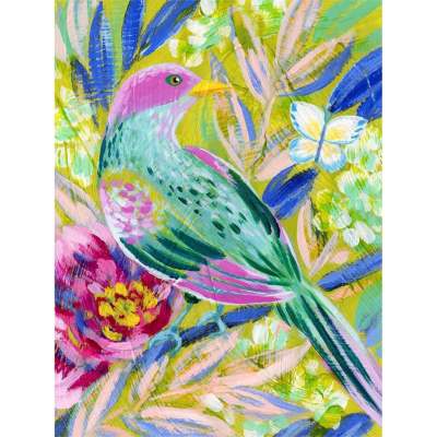 Birdsong In Chartreuse 1 Canvas Wall Art