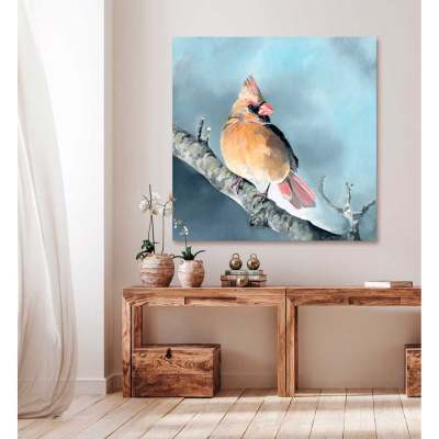 Avian Spotlight - Golden Hour Cardinal Canvas Wall Art