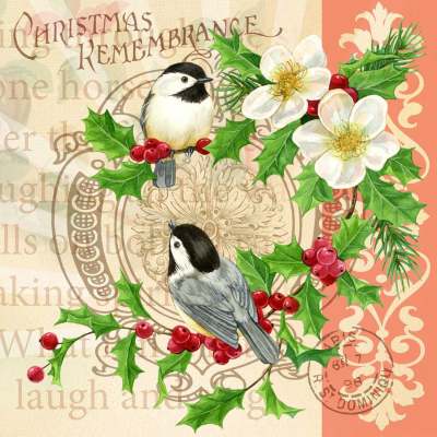 Holiday - 'Tis The Season - Chickadee Pair Canvas Wall Art