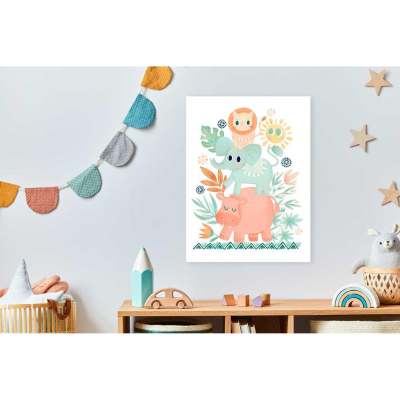 Soft Safari - Animal Stack Canvas Wall Art