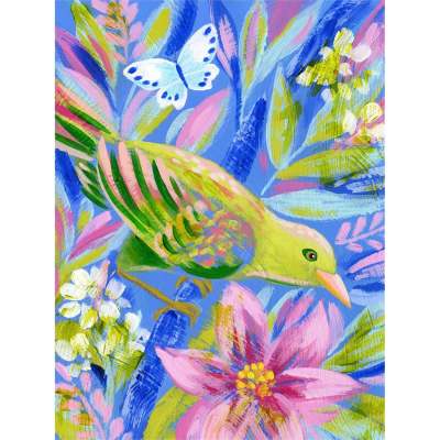 Birdsong In Periwinkle 1 Canvas Wall Art