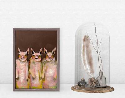 Little Piggies Mini Framed Canvas