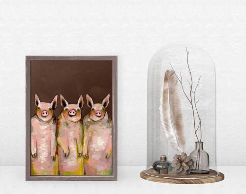 Little Piggies Mini Framed Canvas