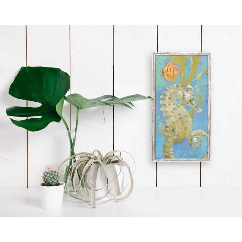 Seahorse With Pearl Mini Framed Canvas