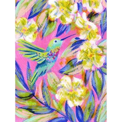 Hummingbird In Pink 1 Canvas Wall Art