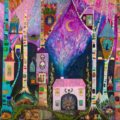 Woodland Creature Homes Canvas Wall Art