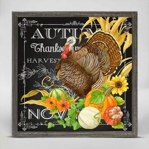 Fall - Harvest Greetings - Turkey Mini Framed Canvas