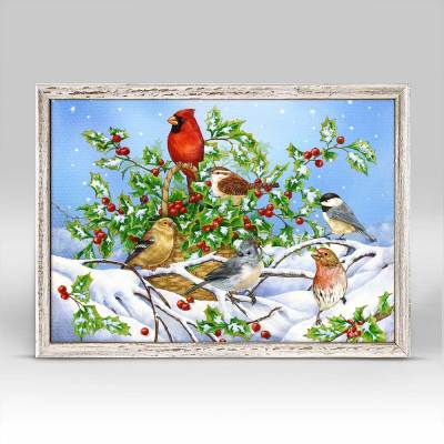 Holiday - Holly Birds Mini Framed Canvas