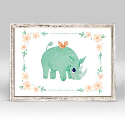 Soft Safari - Rhino Mini Framed Canvas