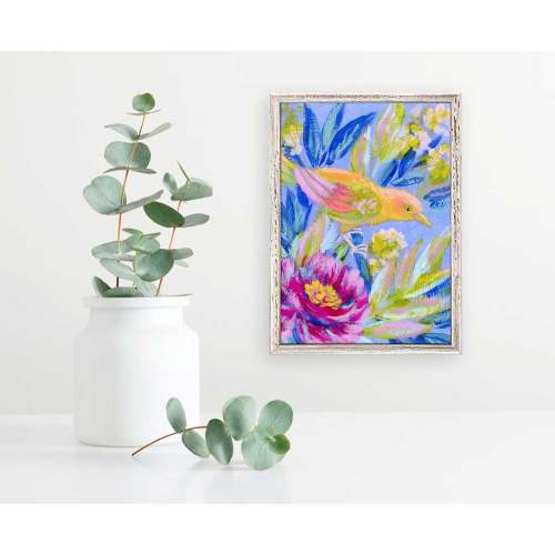 Birdsong In Blue 2 Mini Framed Canvas