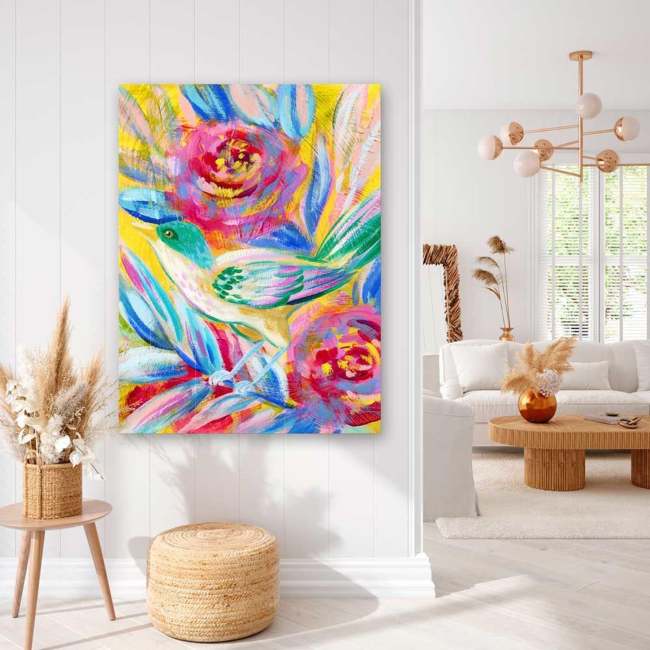 Birdsong In Gold 2 Canvas Wall Art