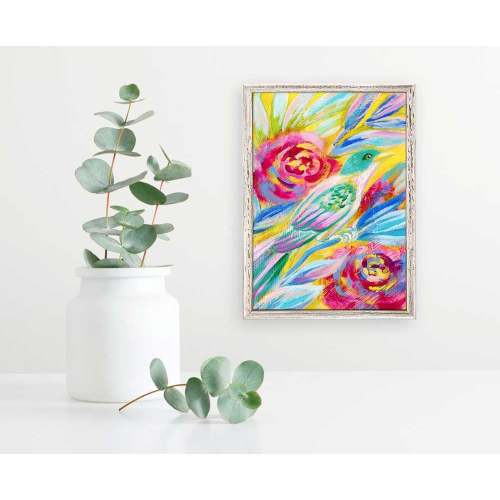 Birdsong In Gold 1 Mini Framed Canvas