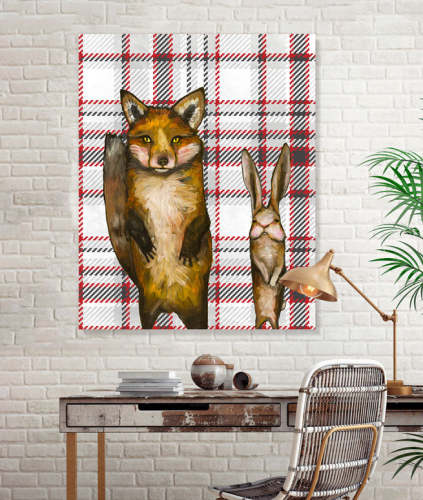 Tartan - Fox & Rabbit Wedding Day Canvas Wall Art
