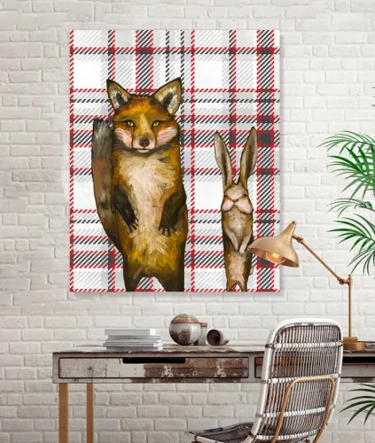 Tartan - Fox & Rabbit Wedding Day Canvas Wall Art