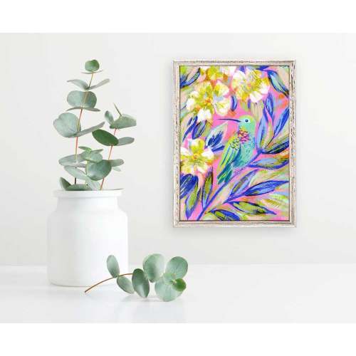 Hummingbird In Pink 2 Mini Framed Canvas