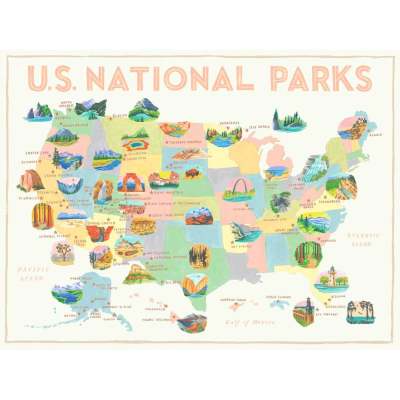 National Parks - United States - Cream Canvas Wall Art