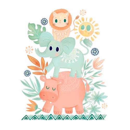 Soft Safari - Animal Stack Canvas Wall Art