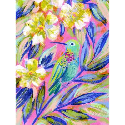 Hummingbird In Pink 2 Canvas Wall Art
