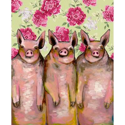 Little Piggies - Floral Canvas Wall Art