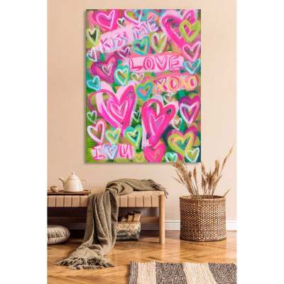 Love Language - Pink & Green Canvas Wall Art
