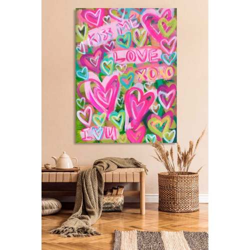 Love Language - Pink & Green Canvas Wall Art