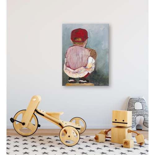 Lil' Catcher Boy Canvas Wall Art