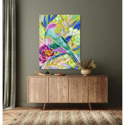 Birdsong In Chartreuse 1 Canvas Wall Art