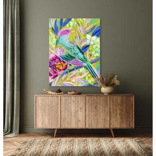 Birdsong In Chartreuse 1 Canvas Wall Art