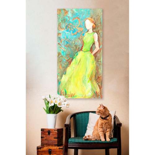 Green Satin Gown Canvas Wall Art