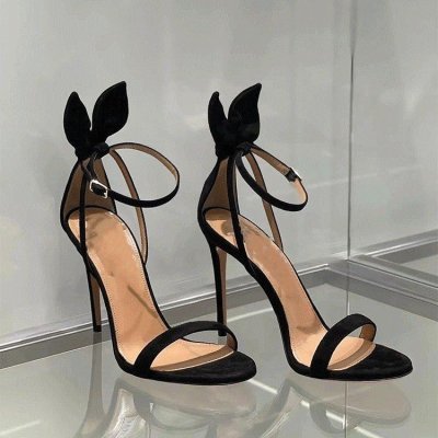 Bow-back stiletto sandals