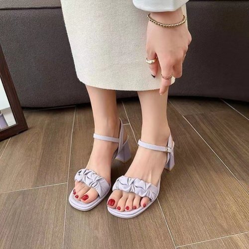off-lace mid heel sandals