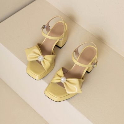 bowknot chunky high heels