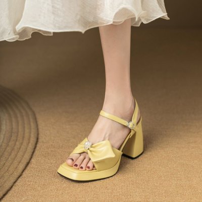 bowknot chunky high heels
