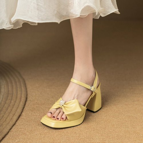bowknot chunky high heels
