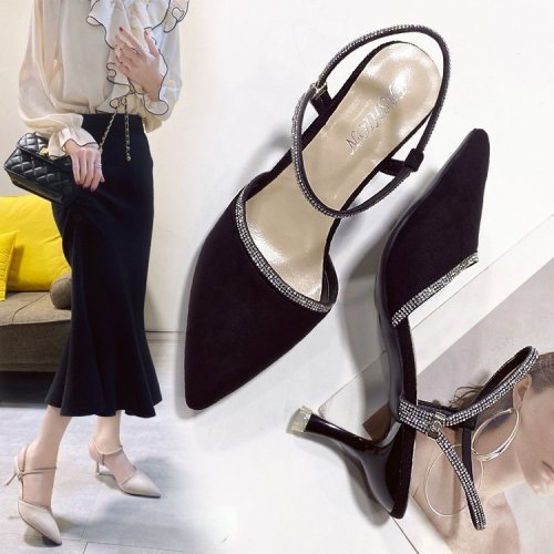 Thin Diamond Trimmed Ladies High Heel Sandals