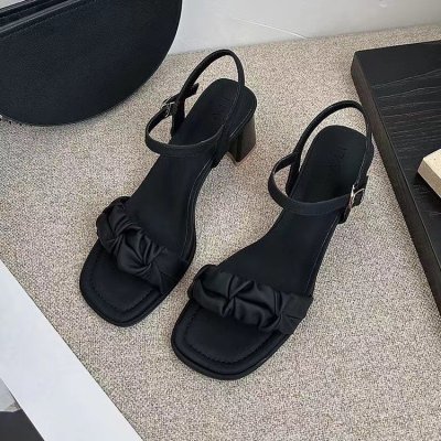 off-lace mid heel sandals