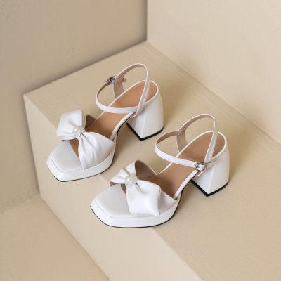 bowknot chunky high heels